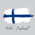 Finland vector watercolor national country flag icon
