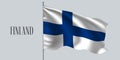 Finland waving flag on flagpole vector illustration Royalty Free Stock Photo