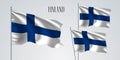 Finland waving flag set of vector illustration Royalty Free Stock Photo