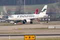 Finnair Airbus A319-112 jet leaving Zurich in Switzerland