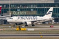 Finnair Airbus A319-112 jet leaving Zurich in Switzerland