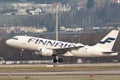 Finnair Airbus A319-112 jet leaving Zurich in Switzerland