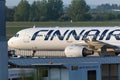 Finnair airlines airplane at budapest airport hungary