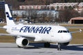 Finnair jet taxiing at Innsbruck Airport INN