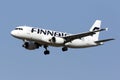 Finnair A320 landing runway 13 in Malta Royalty Free Stock Photo