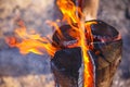 Finnish candle burns with a bright flame