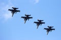 Finnish Defence Forces F/A-18 Hornet fighter jets arriving at Leeuwarden Airbase. Leeuwarden, Netherlands - April 20, 2012