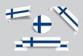 Finnish flag stickers and labels. Vector illustration.