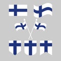 Finnish flags set. Vector illustration. Icon, sign, design element. For a wide range of design applications.