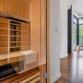 Finnish home sauna in elegant apartment Royalty Free Stock Photo