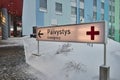 Finnish hospital emergency sign Royalty Free Stock Photo