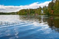 Finnish lake with houses Royalty Free Stock Photo