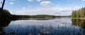 Finnish lake view, landscape panorama from Repovesi National Park in summer Royalty Free Stock Photo