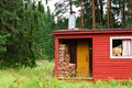 Finnish sauna with wood Royalty Free Stock Photo