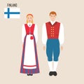 Finnish woman and man in traditional costume