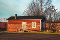 Finnish wooden house at sunset Royalty Free Stock Photo