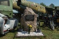Monument at the former Soviet military airfield to the officers Captain Boris Kapustin and Lieutenant Yuri Yanov Royalty Free Stock Photo