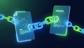 Fintech 3d data visualization concept showing linked digital documents and blockchain technology Royalty Free Stock Photo