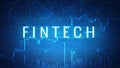 Fintech financial technology on futuristic hud banner.