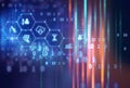 Fintech icon on abstract financial technology background .