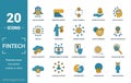 Fintech icon set. Include creative elements online banking, direct payment, fintech, cryptocurrency, fintech industry icons. Can