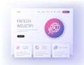 Fintech industry, Electronic commerce, Banking services, Mobile banking Landing page template. Royalty Free Stock Photo