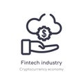 fintech industry outline icon. isolated line vector illustration from cryptocurrency economy collection. editable thin stroke Royalty Free Stock Photo