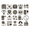 Fintech Innovation Glyph Set Vector