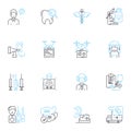 FinTech linear icons set. Blockchain, Cryptocurrency, Mobile, Digital, Payment, Peer-to-peer, Cloud line vector and