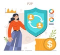 Fintech. Peer-to-peer trading, computer network based on the equality
