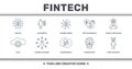 Fintech set icons collection. Includes simple elements such as Fintech, Investment, Crowdfunding, Cryptocurrency, Fintech