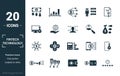 Fintech Technology icon set. Include creative elements basic income, bitcoin technology, online loan, kyc, business model icons.