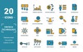 Fintech Technology icon set. Include creative elements basic income, bitcoin technology, online loan, kyc, business model icons.