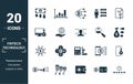 Fintech Technology icon set. Include creative elements basic income, bitcoin technology, online loan, kyc, business model icons.