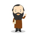 Fiodor Dostoevsky cartoon character. Vector Illustration. Kids History Collection