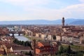 Fiorentine River called FIUME ARNO ad cityscape of Florence in I Royalty Free Stock Photo