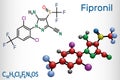 Fipronil, broad-spectrum insecticide molecule. It is used to fight ants, beetles, cockroaches, fleas, ticks, termites and other