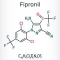 Fipronil, broad-spectrum insecticide molecule. It is used to fight ants, beetles, cockroaches, fleas, ticks, termites and other