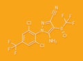 Fipronil insecticide molecule. Skeletal formula.