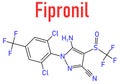 Fipronil insecticide molecule. Skeletal formula.