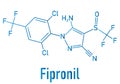 Fipronil insecticide molecule. Skeletal formula.