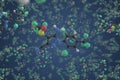 Fipronil molecule made with balls, conceptual molecular model. Chemical 3d rendering