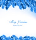 Fir blue christmas frame. Royalty Free Stock Photo