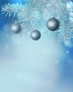 Fir Blue Pine Branch and Christmas ball - Christmas Holidays Background