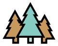 Fir forest icon. Group of evergreen conifer trees Royalty Free Stock Photo