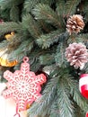 Fir, symbol of christmas, fragment. New Year decoration. Festive photo modern