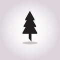 Fir-tree black icon, silhouette and vector logo. Flat isolated element. Nature sign and symbol. Christmas tree Royalty Free Stock Photo