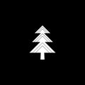 Fir-tree black icon, silhouette and vector logo. Flat isolated element. Nature sign and symbol. Christmas tree, happy new year Royalty Free Stock Photo