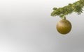 Golden Christmas tree scene background. Fir tree with golden glitter ball Royalty Free Stock Photo