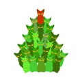 Fir-tree of cats. Spruce of pet. Christmas tree from cat. New Ye Royalty Free Stock Photo